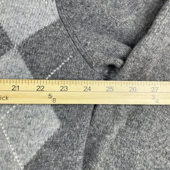 Jos A Bank Crewneck Sweater Mens Size Large Gray & Blue Argyle Lambswool Blend - Picture 7 of 9